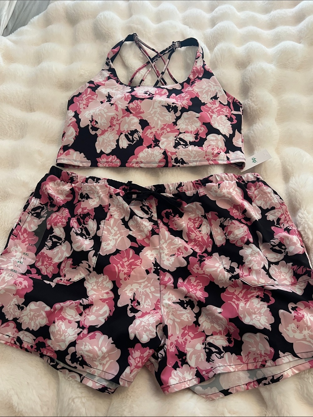 Floral Crisscross bralette and matching shorts set